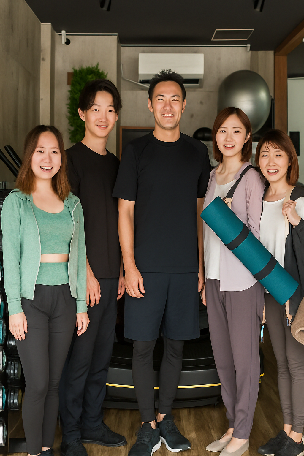 5人のTrainerが並んで笑顔でこちらを見ています